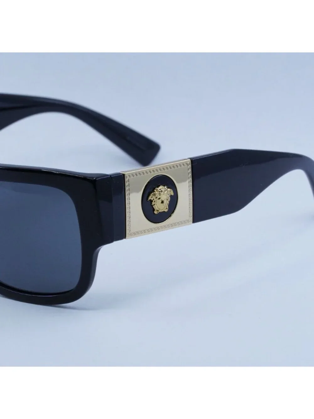 Versace VE4406 GB1/87 Sunglasses Black Rectangle Frame, Grey Lenses